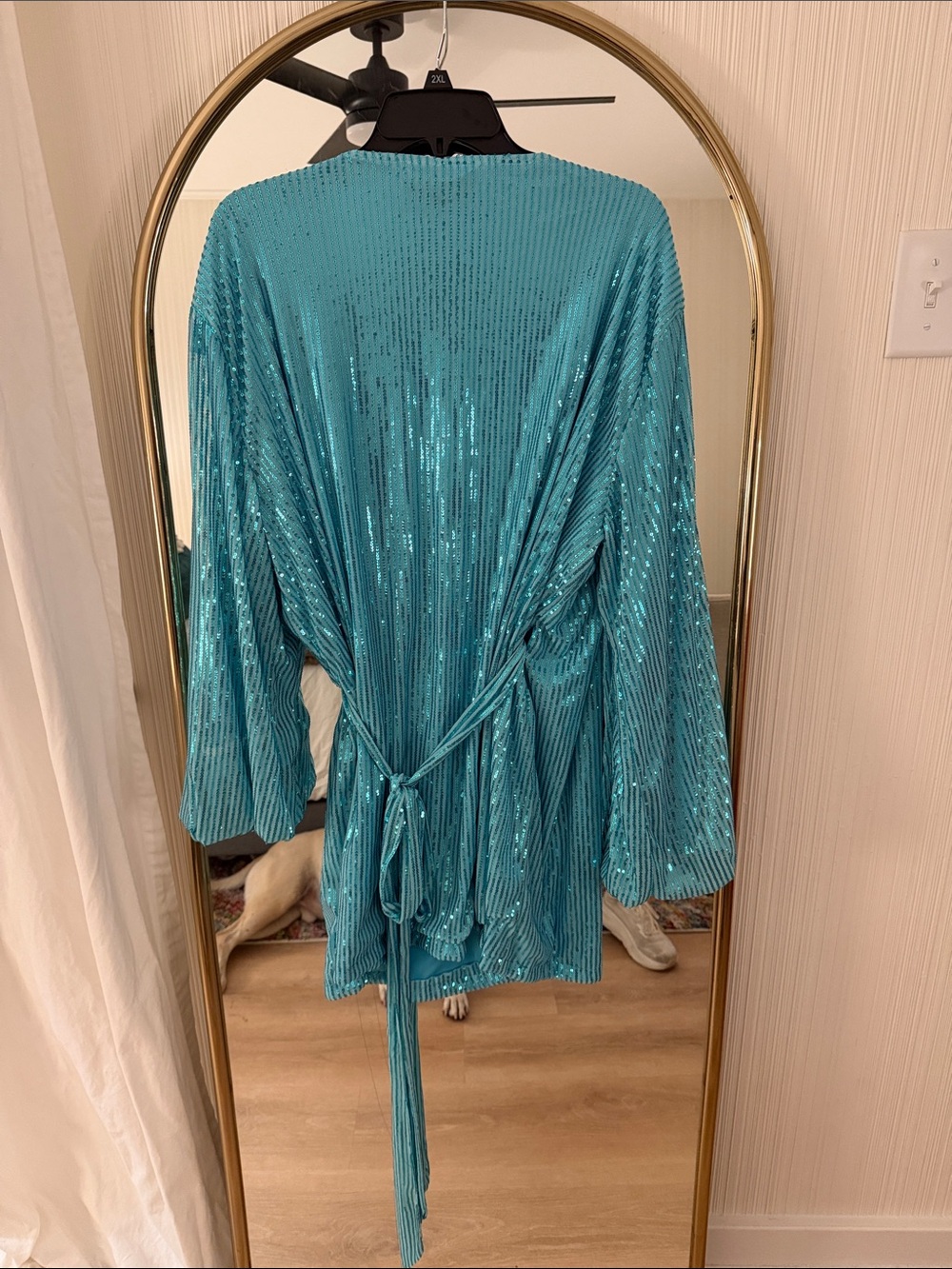 L&B Turquoise Sequin Wrap Robe - Picture 2 of 2